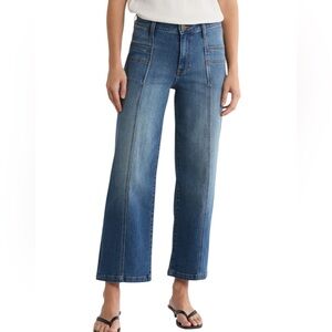Kut Jeans Size 8 High Rise Wide Leg Cropped  Blue Med Wash Straight Lucy Coastal
